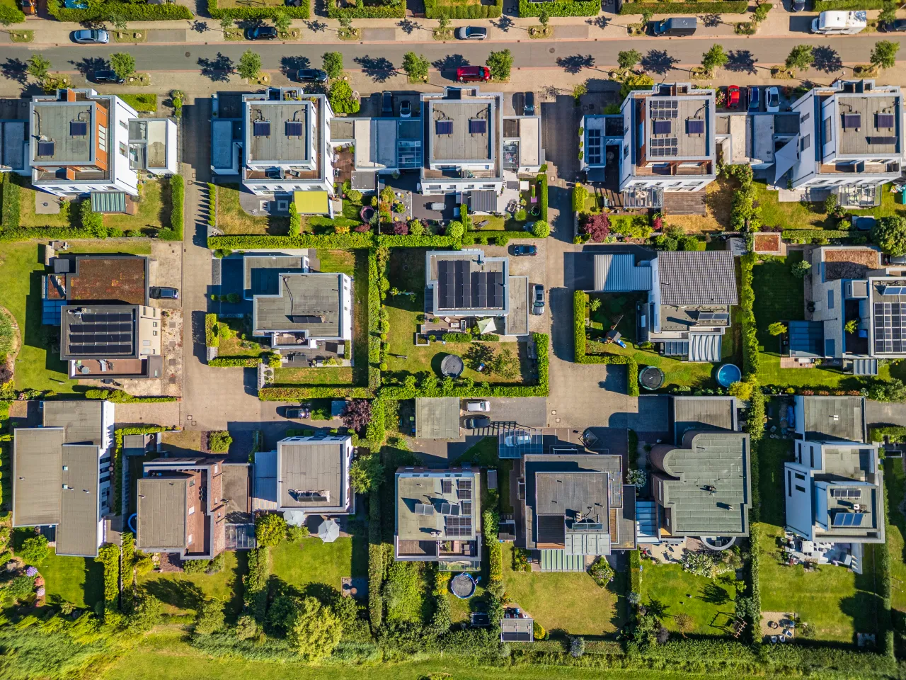 H&auml;user, Drohnenansicht Wohnquartier in Habenhausen