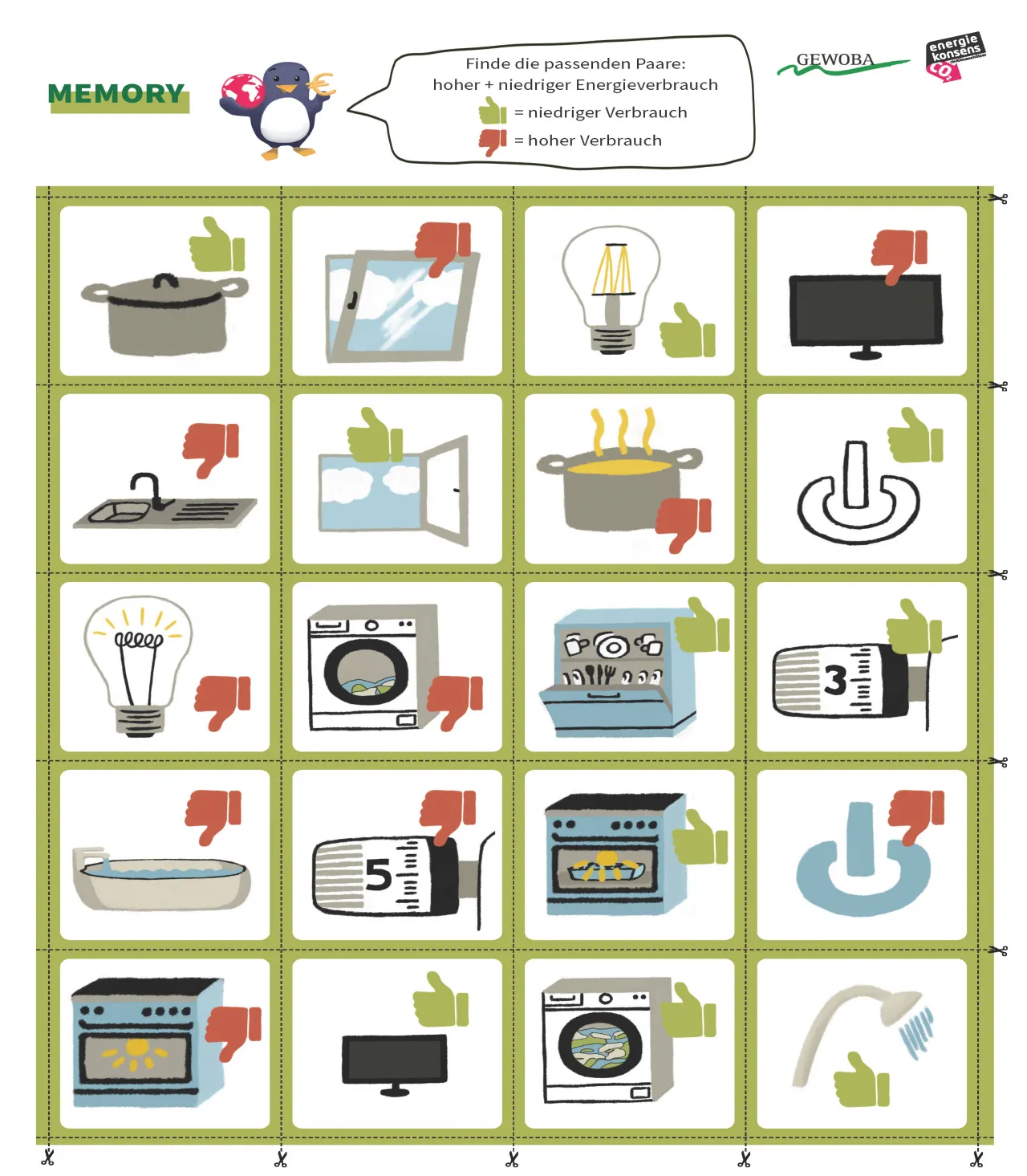 gezeichnete Memory-Karten