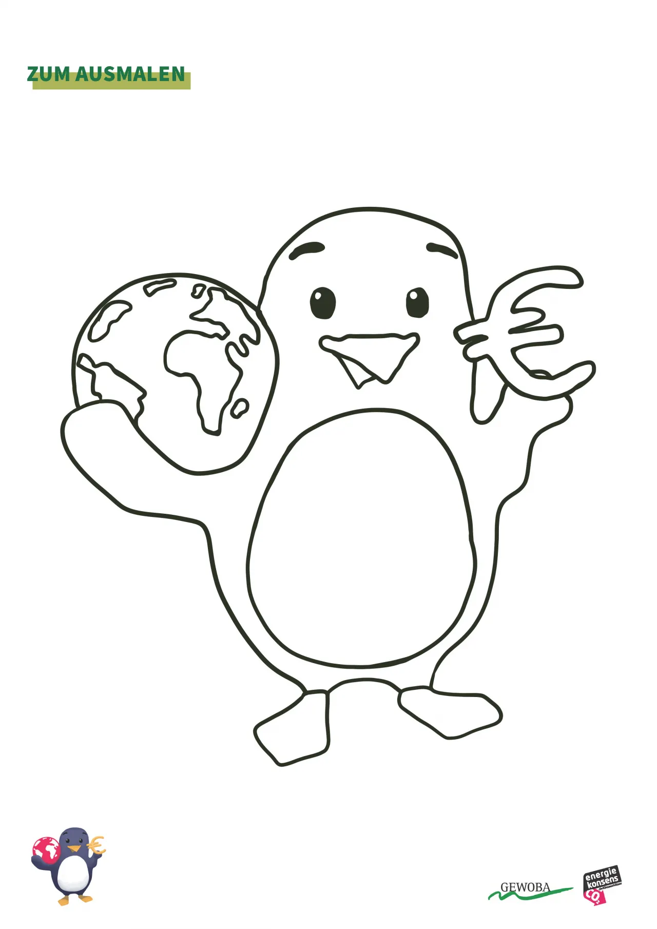 Ausmalbild von einem Pinguin