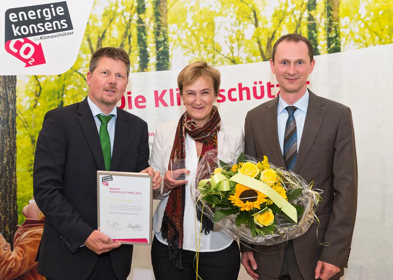 Doris Sövegjarto-Wigbers wird mit dem Klimaschutzpreis 2014 ausgezeichnet.