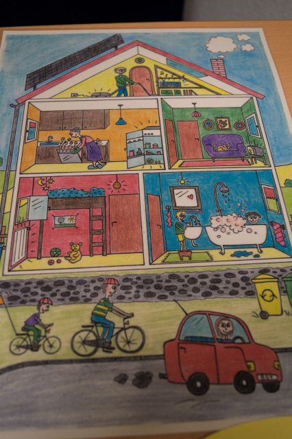 Ausmalbild Haus & Mobilität im ener:kita-Projekt