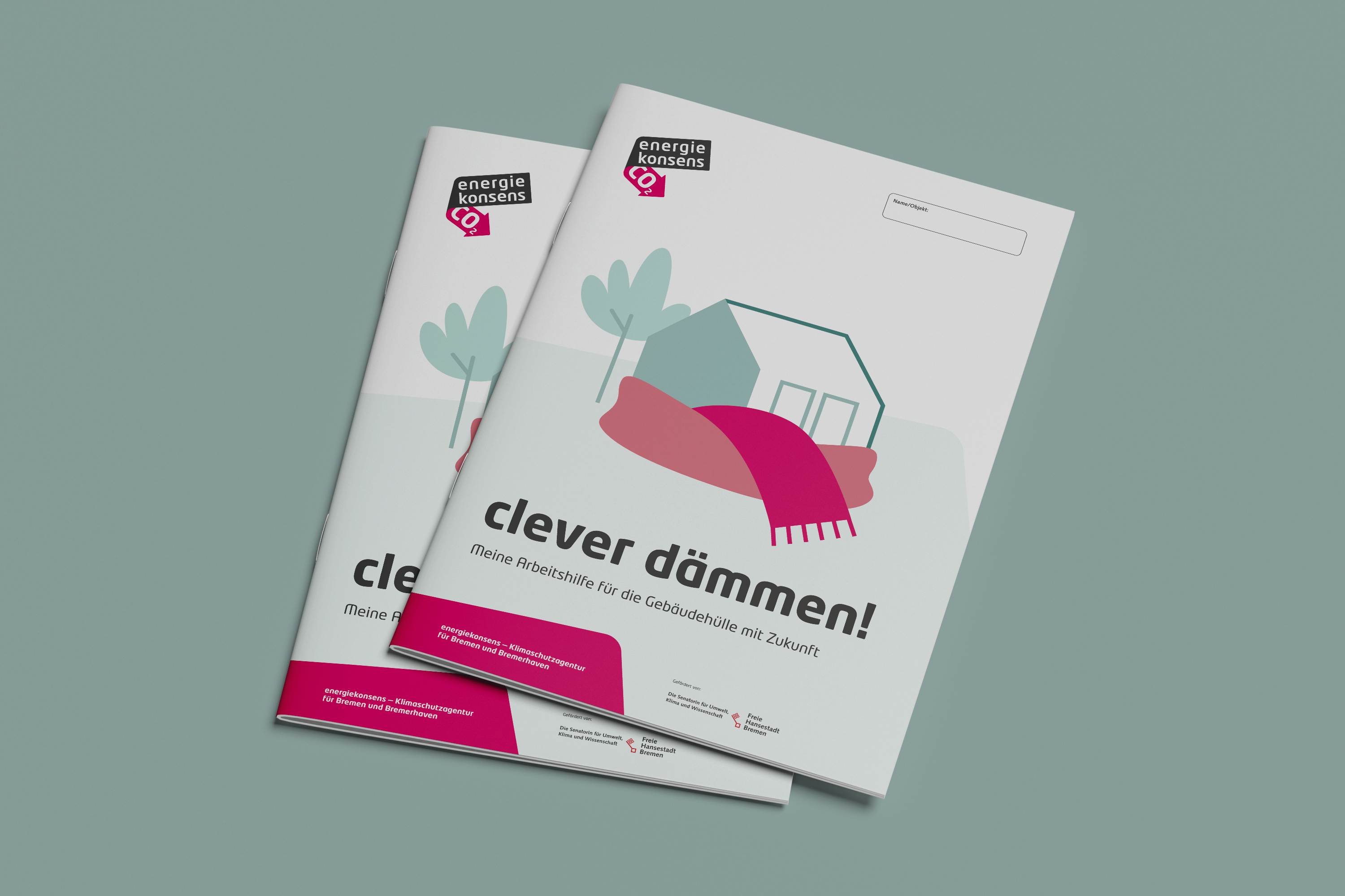 Mockup Titel Broschüre "clever dämmen!", Version 2025