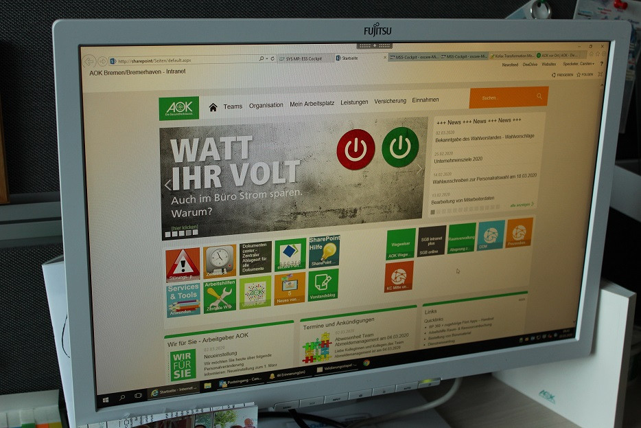 Nudge der AOK: Banner im Intranet mit weiterführenden Informationen