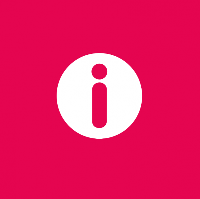 Info-Icon auf rotem Hintergrund